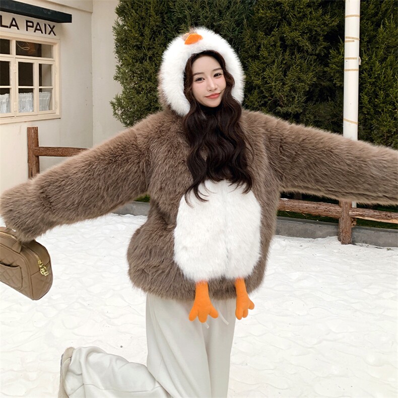 新款企鹅毛绒外套2C123-Z1011-P225-K329加厚款,女装短外套,2C123