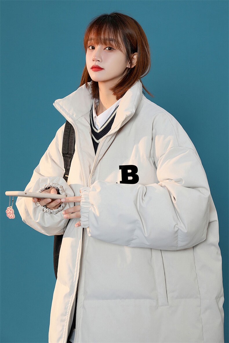 中性22冬季时尚潮流B字母加厚保暖纯色立领棉衣MY7022P85控118,男装棉衣,A247A