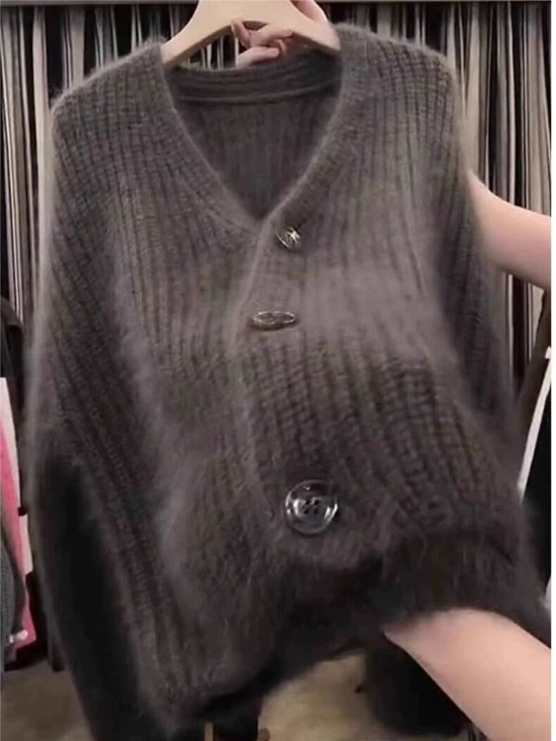 慵懒风加厚开衫秋冬气质显瘦休闲v领外穿软糯针织毛衣女,针织衫/毛衣,半城羊绒