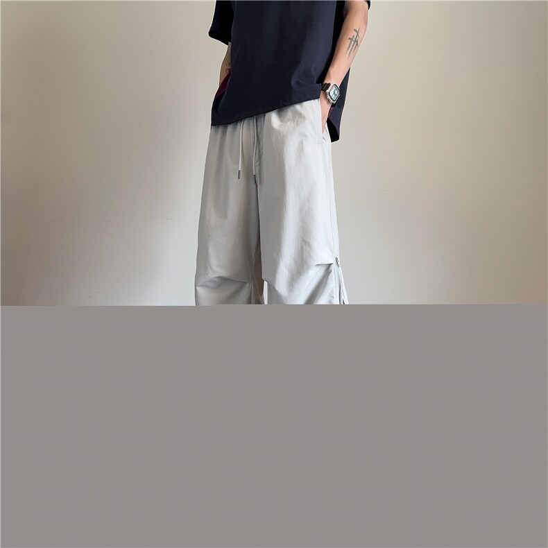 抖音品质夏季新款冰丝拉链透气宽松休闲裤B315-K25733-特p36控68,男装休闲裤,电商B315