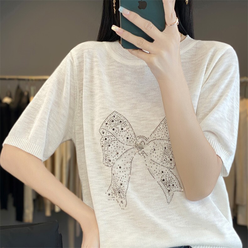 打底衫女2025新款春秋洋气显瘦蕾丝圆领针织上衣女装秋冬毛衣,针织衫/毛衣,宛庄羊绒