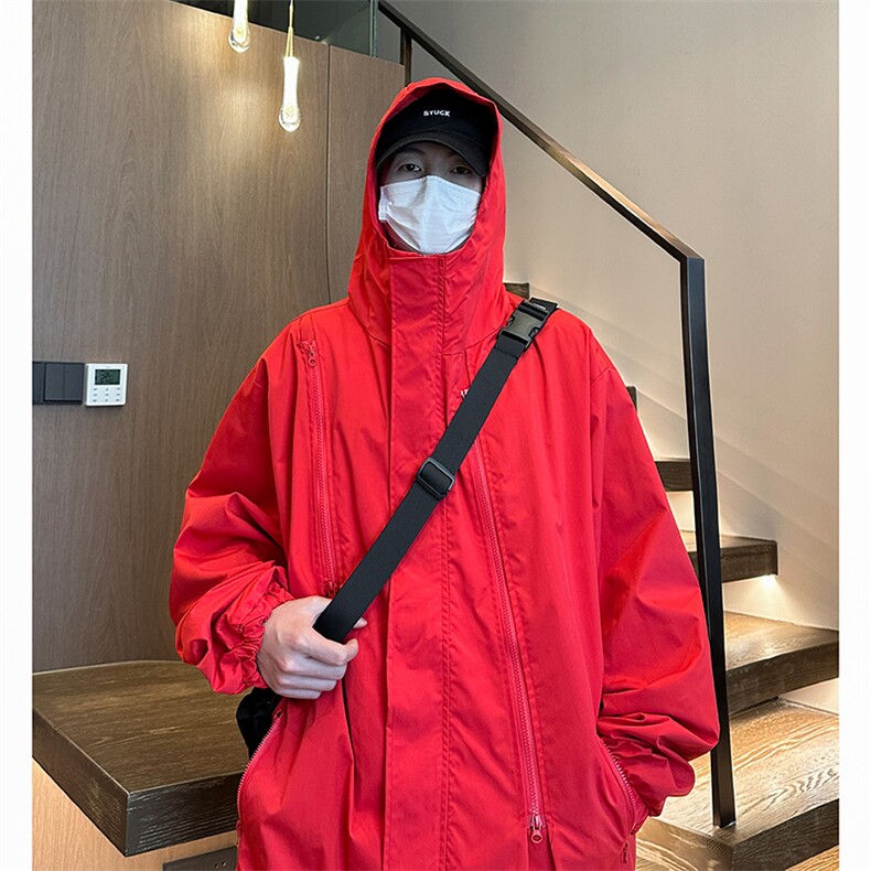 港风美式vibe潮流宽松连帽冲锋衣夹克男潮XZ213-JK6601-P65控88,男装夹克,星座213
