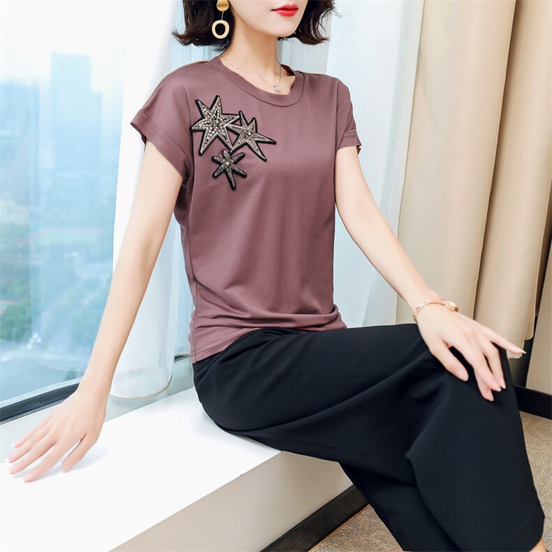2021年夏季短袖套头修身T恤纯色圆领修身显瘦简约可爱潮流,女装T恤,安之芮娜