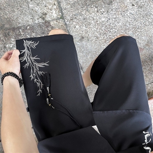 新中式短裤男夏季潮牌休闲裤衩宽松冰丝运动美式高街五分裤子图片