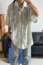 2025夏季新款港风夏威夷冰丝沙滩衬衫印花短袖CS309-P30，男装T恤，星座301C-5