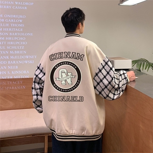 港风  秋季新品潮流宽松呢料夹克棒球服外套男女 G6707 P85控108图片