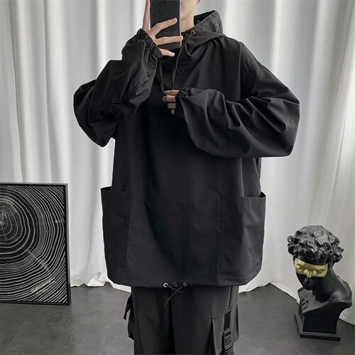 外套男港风冬季宽松潮流ins潮牌工装加绒百搭夹克853-p35加绒p45图片
