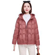 2024年冬季长袖宽松纯色连帽大码棉衣，女装棉衣/棉服，深妍伊美