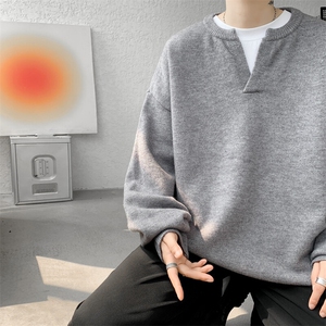 8XL-M高品质V领毛衣大码针织时尚外套慵懒风纯色打底衫MY1508/P68图片