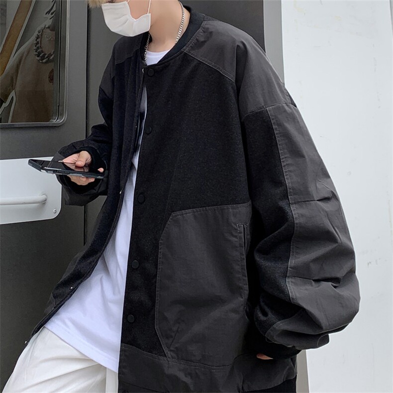 秋装棒球服呢子外套男休闲拼色夹克上衣 JK83P95图片