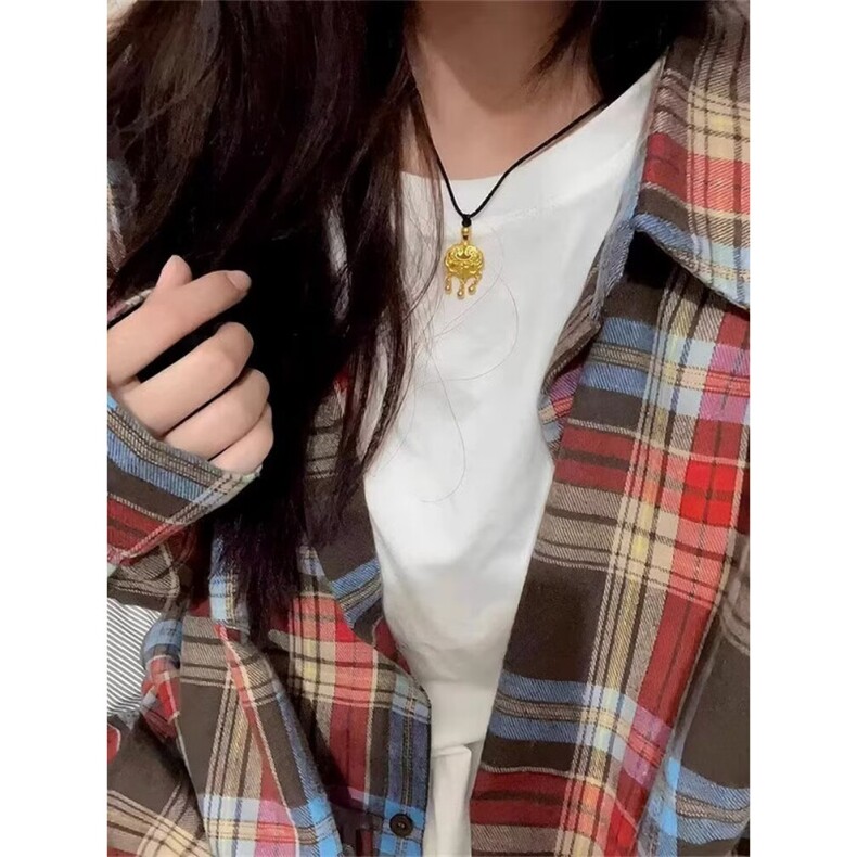 美式复古翻领男女同款秋冬季2025小香风潮牌格子衬衫外套,男装衬衫,星座506A