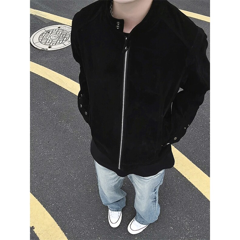 模特-美拉德复古仿牛反绒麂皮立领夹克9126-P80,男装夹克,电商B380（原B361）
