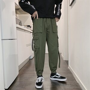 2021春秋装新款休闲工装裤宽松港风大码束脚裤哈伦九分裤K822-P55图片