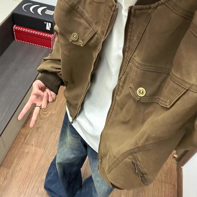 cleanfit短款工装外套男秋冬款美式复古棒球服潮牌做旧哈灵顿夹克,男装夹克,星座1210-1