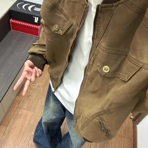 cleanfit短款工装外套男秋冬款美式复古棒球服潮牌做旧哈灵顿夹克图片