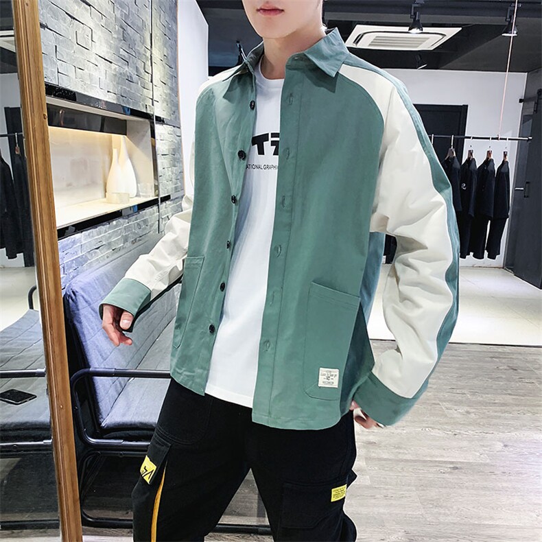 C903-P55衬衫男士长袖韩版潮流帅气衬衣服宽松百搭工装外套潮,男装衬衫,电商D310（原电商305）