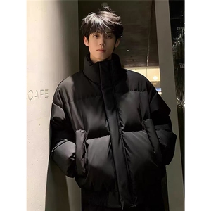 现货2万件  宽松立领PU皮短款面包服男MY168特P75图片