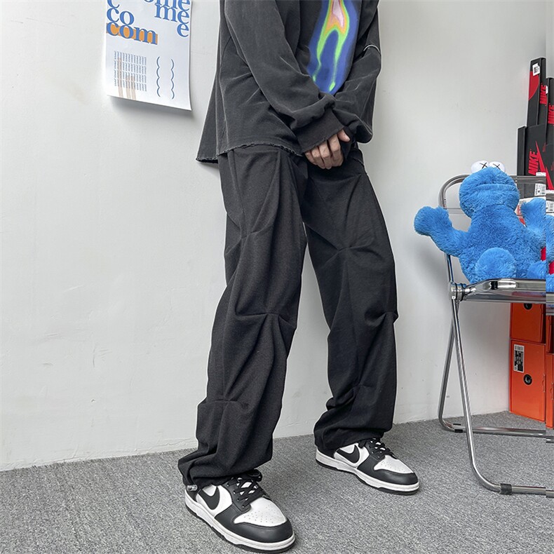 703-K277-P55秋冬TR磨毛褶皱暗黑风宽松个性休闲,男装休闲裤,星座703