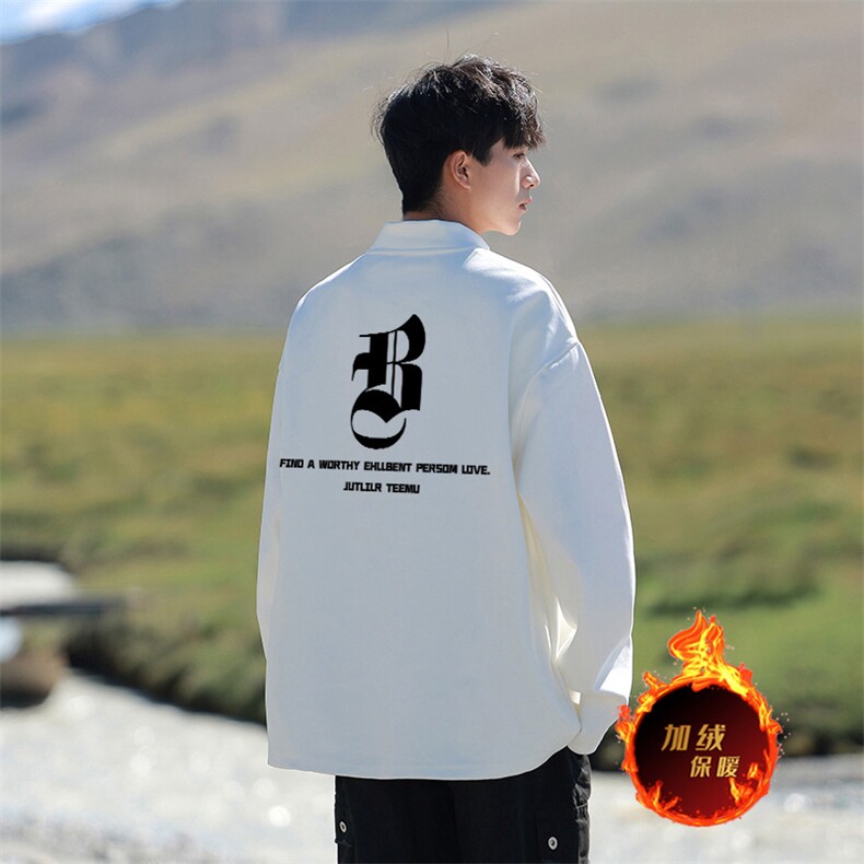 一件过冬重磅保暖针织衫德绒加绒加厚卫衣半高领打底长袖T恤DR33,男装T恤,电商A486