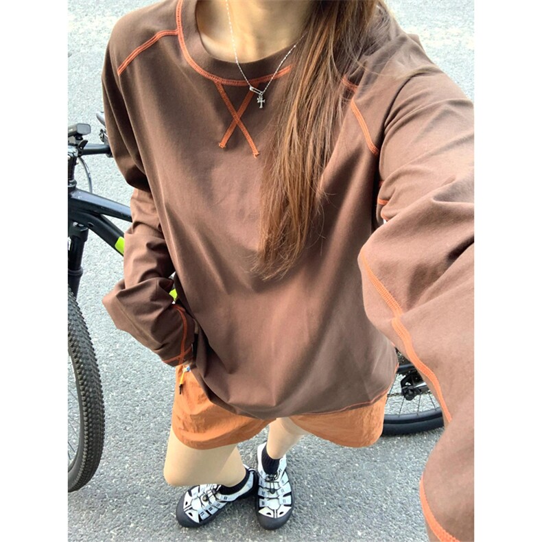 高品户外情侣登山健身运动撞色线插肩袖T恤打底衫男女A790-P55，男装T恤，星座1505