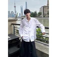 美式简约拼色条纹长袖衬衫男女高级感宽松百搭开衫衬衣CTK57，男装衬衫，星座1116A（原606A-3）