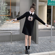 春季新款针织连衣裙女中长款修身显瘦气质百搭时尚长袖裙子，女装连衣裙，秋水欣儿