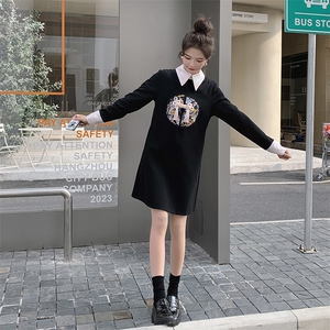 春季新款针织连衣裙女中长款修身显瘦气质百搭时尚长袖裙子图片