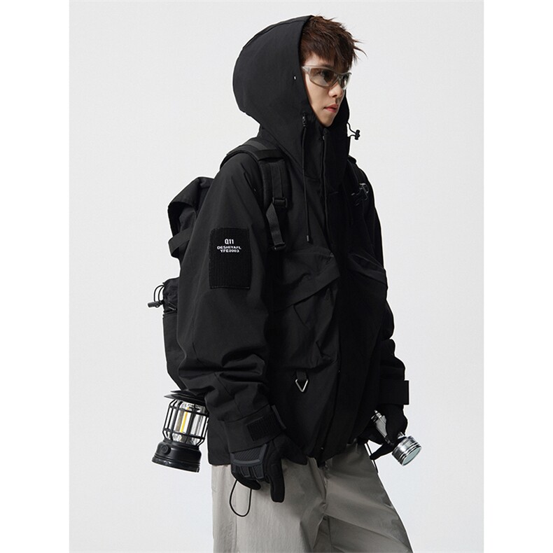8XL-M特大码冲锋衣防水宽松工装风男夹克外套JK1306P90控118图片