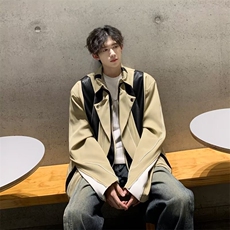 2024拼接外套垫肩机车服美式潮牌PU皮夹克PY139-P97，男装皮衣，星座313A-2