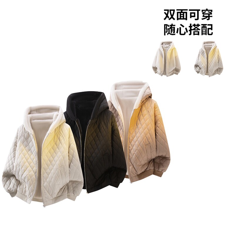 MY5095/P110双面穿座山雕男女加厚保暖毛绒棉衣连帽大码外套棉服,男装棉衣,电商A141