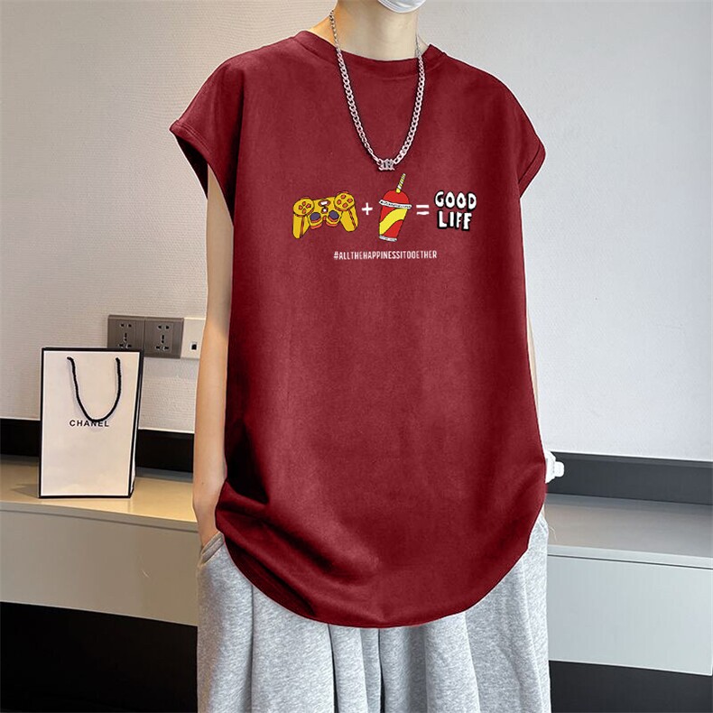 可设48小时发货支持抖音得物来样二开240克重磅美式麂皮绒背心t恤,男装T恤,电商A486-1