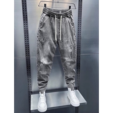 1506-1/KT10801/P51男士新款蓝色牛仔裤韩版时尚提花工艺束脚裤，男装牛仔裤，星座1506-1
