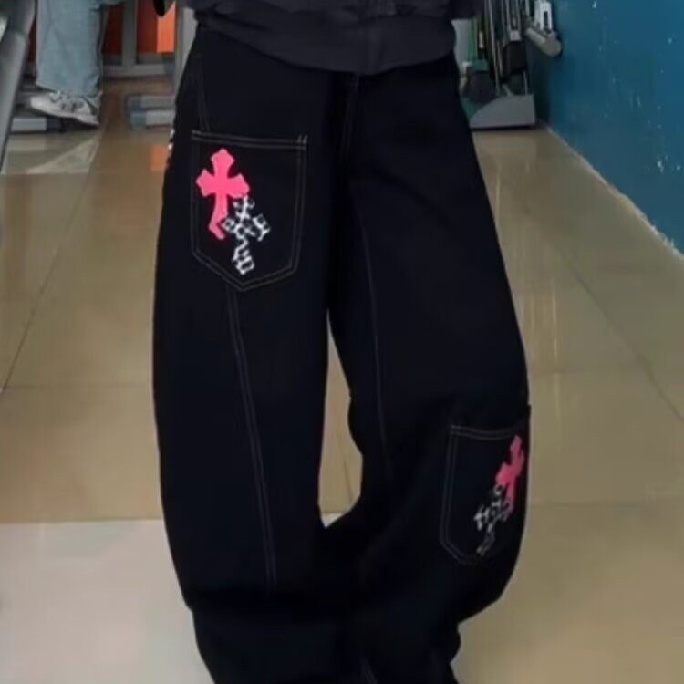 复古工装牛仔裤男秋冬款宽松直筒阔腿痞帅高级感裤子潮流美式高街,男装牛仔裤,星座506A