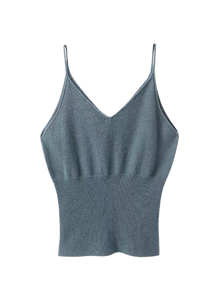 2025年秋季时尚的通勤休闲12针V领加宽螺纹吊带，女装背心吊带，初韵羊绒