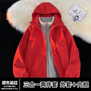 TH810801/P110大口袋防风防水冲锋衣大码三合一外套夹克男上衣