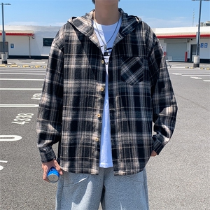 春秋新款男衬衫夹克长袖格子青年格子休闲外套JK0556-P52图片