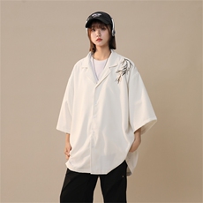 C9069/P35夏季新款新中式风格盘扣垂感刺绣衬衫男衬衣西服领上衣，男装西服，电商A141