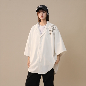 C9069/P35夏季新款新中式风格盘扣垂感刺绣衬衫男衬衣西服领上衣图片