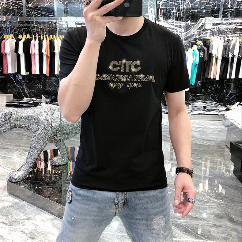 新款高品质高端精品欧货夏季男T恤短袖潮A227B-A-7702-P48,男装T恤,电商A227B（原钱塘4066-1）