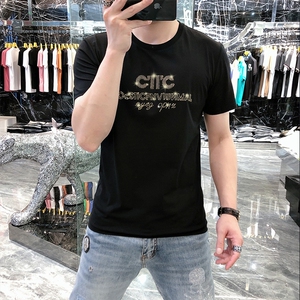 新款高品质高端精品欧货夏季男T恤短袖潮A227B-A-7702-P48,易带货穿衣搭配技巧图片