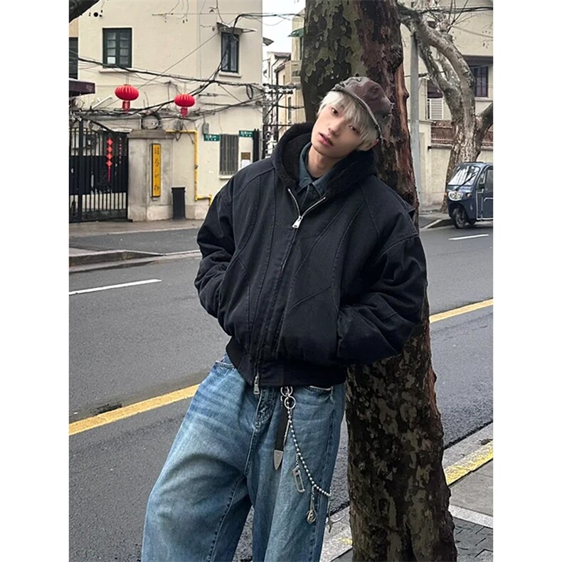 1506-1/M960421/P92男女同款潮牌黑色棉衣时尚百搭修身加厚棉衣，男装棉衣，星座1506-1