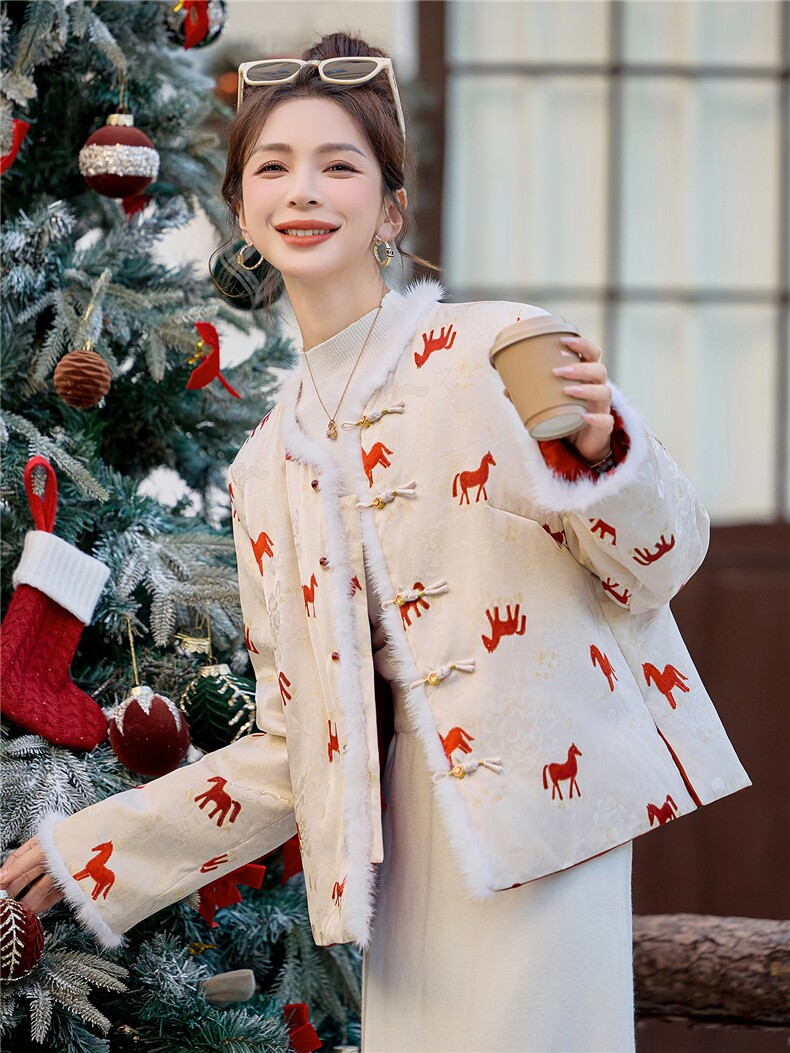 现货！2025年冬季保暖中式马上有钱款网红淑女韩式双面双穿羽绒服,女装羽绒服,众宇琦