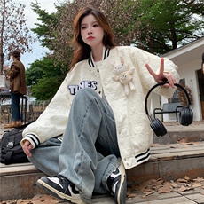 A141-P882025秋装新款学院风棒球服可爱宽松外套玩偶，女装短外套，星座911