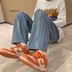 欧美高街vibe裤子潮牌ins扎染黑色牛仔裤男美式复古hiphop直筒裤，男装牛仔裤，星座1008