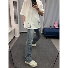 美式hiphop牛仔裤修身直筒微喇叭裤68，男装牛仔裤，星座310A-4