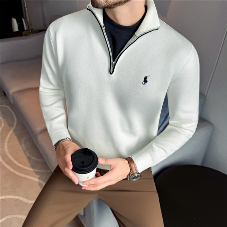老钱风小战马户外运动型男半拉链毛衣时尚舒适针织外套M8522-P77,男装针织衫/毛衣,电商A213