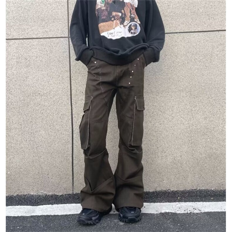 美式高街柳丁多口袋工装牛仔裤男潮牌小众设计裤潮NB105P65,男装牛仔裤,星座1116-2