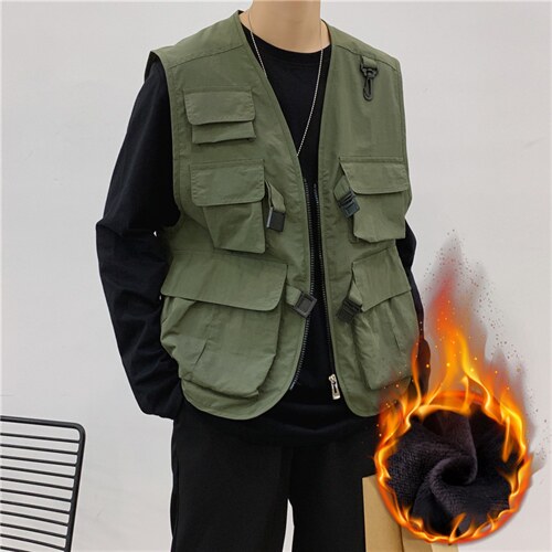 外穿百搭春秋日系加绒工装马甲背心外套M2003-常规p30加绒p35，男装背心/马甲，星座1008-2