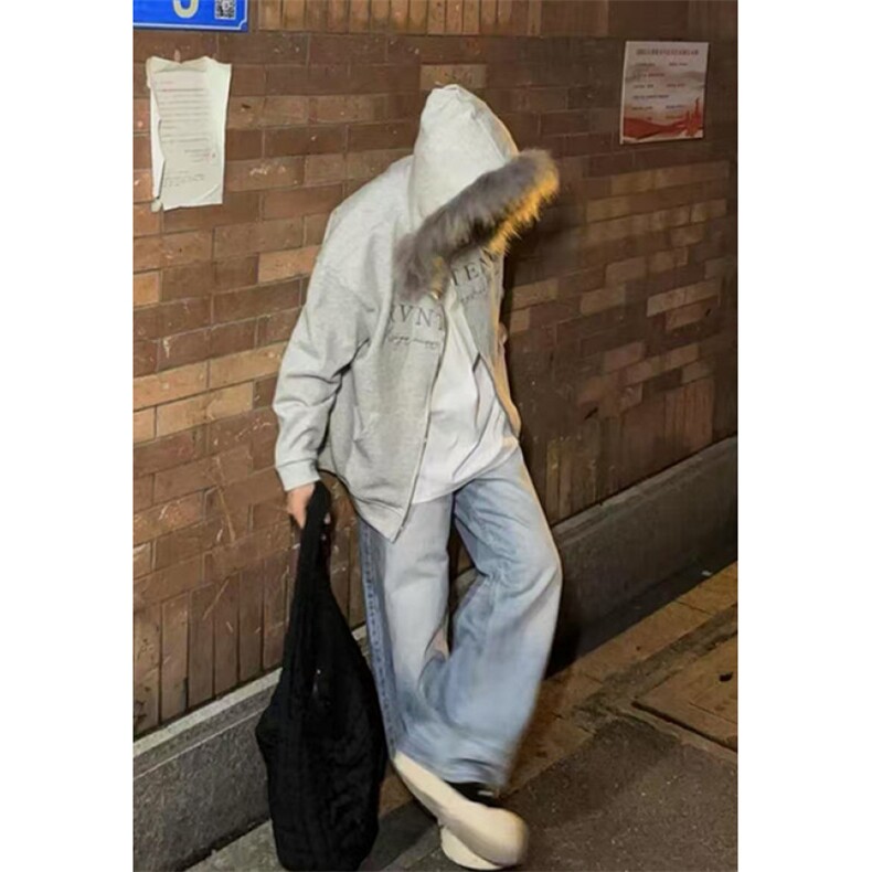 毛领连帽卫衣开衫男女秋季新款宽松bf美式街头慵懒感外套W136,男装卫衣,星座1116A（原606A-3）