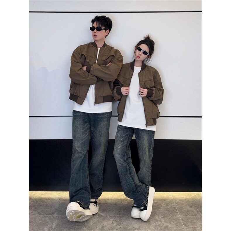 现货秋冬季新款美式复古做旧解构立领夹克宽松百搭外套男女网图,男装夹克,星座302B